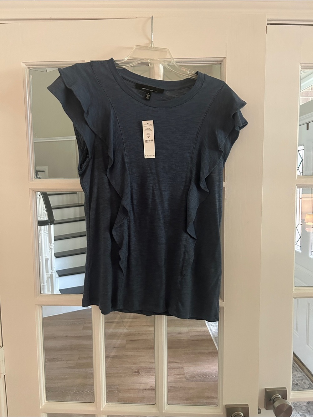 WHBM Light Navy Ruffle Detail Women's Tank Top